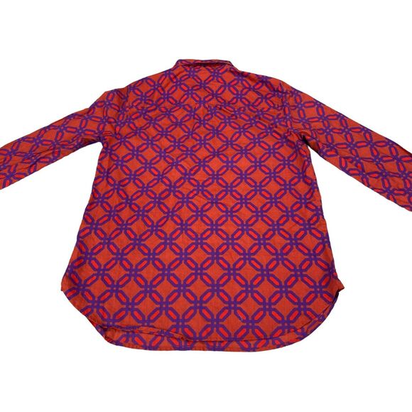 J.CREW Shirt Women's Size 4 Geometric Cotton Collared Button Down - Picture 11 of 13